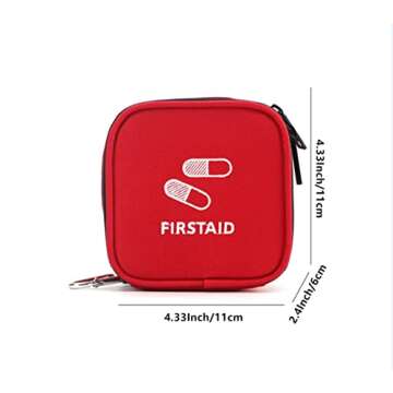 Mini Travel First Aid Kit Bag Empty Portable First Aid Supplies Package Medications Organizer Container Waterproof Medical Survival Kit Rescue Case with a Hook for Home Car Outdoor (Red)