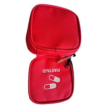 Mini Travel First Aid Kit Bag Empty Portable First Aid Supplies Package Medications Organizer Container Waterproof Medical Survival Kit Rescue Case with a Hook for Home Car Outdoor (Red)
