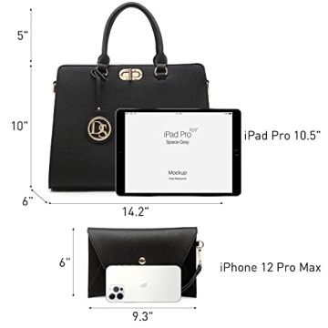 Dasein Stylish Vegan Leather Handbag & Matching Clutch