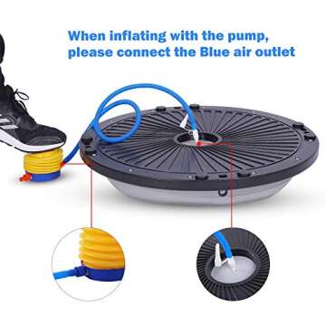 Sportneer Balance Ball Trainer with Resistance Bands and Pump - Inflatable Half Yoga Ball for Home Gym Full-Body Workouts - 23 Inch Non-Slip Half Exercise Ball for Core Strength Training, 350lb Cap