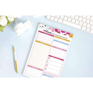 bloom daily planners Daily Planning System Tear Off to-Do Pad - Undated Checklist Notepad Organizer with Perforated Sheets - 6" x 9" (Abstract)