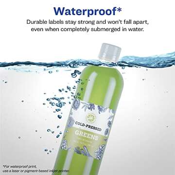 Avery Durable Waterproof Oil-Resistant Film Labels with Sure Feed Technology, 2" x 2" Square, Laser/Pigment-Inkjet, 120 Labels (64503)