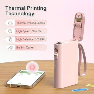 Nelko Label Maker Machine with Tape, P21 Bluetooth Label Printer, Wireless Mini Label Makers with Multiple Templates for Organizing Office Home, Pink