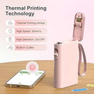 Nelko Label Maker Machine with Tape, P21 Bluetooth Label Printer, Wireless Mini Label Makers with Multiple Templates for Organizing Office Home, Pink