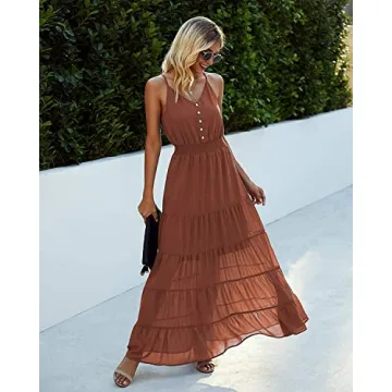 PRETTYGARDEN Spaghetti Strap Summer Maxi Dress for Women