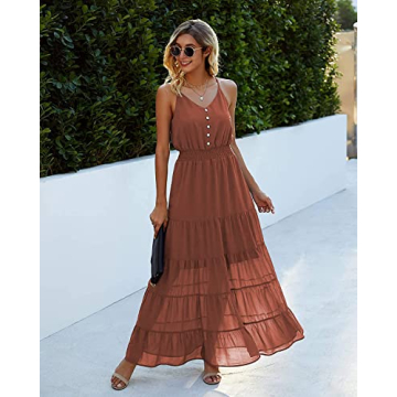 PRETTYGARDEN Spaghetti Strap Summer Maxi Dress for Women