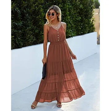 PRETTYGARDEN Spaghetti Strap Summer Maxi Dress for Women