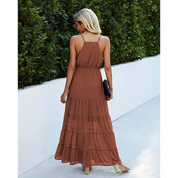 PRETTYGARDEN Spaghetti Strap Summer Maxi Dress for Women