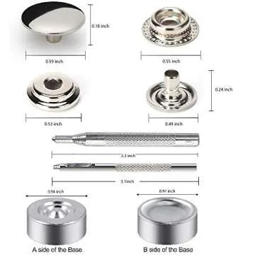 Laviesto Snap Fastener Kit,200pcs Stainless Steel Snap Button Press Stud Cap with 3 Setting Tools for Bag Leather Craft Sewing(15mm)