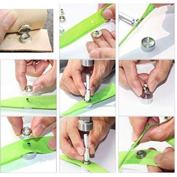 Laviesto Snap Fastener Kit,200pcs Stainless Steel Snap Button Press Stud Cap with 3 Setting Tools for Bag Leather Craft Sewing(15mm)