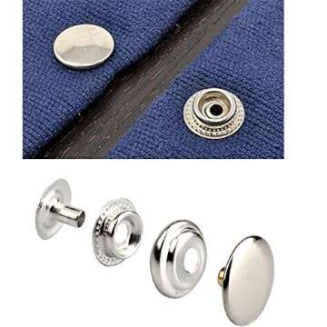 Laviesto Snap Fastener Kit,200pcs Stainless Steel Snap Button Press Stud Cap with 3 Setting Tools for Bag Leather Craft Sewing(15mm)