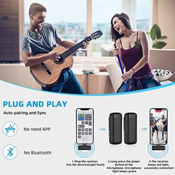 2 Pack Wireless Lavalier Microphone for iPhone iPad Lapel Microphone Wireless with Charging Case Cli...