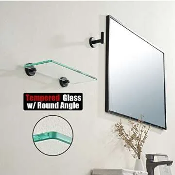 JQK Bathroom Glass Shelf - Elegant Storage Solution 12x5