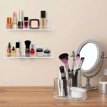 Laurensory Vinyl Record Shelf Wall Mount, 12 inch Clear Acrylic Album Record Holder Display, Floating Shelves for Wall, Magazine Shelf, Kids Bookshelf, Suitable for Bedroom, Living Room, etc.—6 Pack