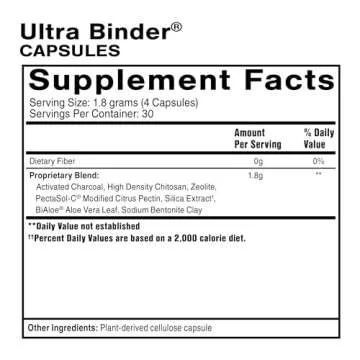 Quicksilver Scientific Ultra Binder - Multi Toxin Binder with Bentonite Clay and Charcoal - 120 Caps...