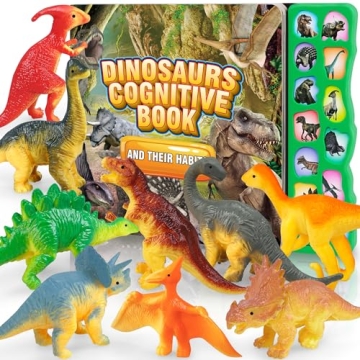 IVOXEX Dinosaur Toys,Dinosaur Sound Book with Pack of 12 Toy Figures,Realistic Roars,Interactive Per...