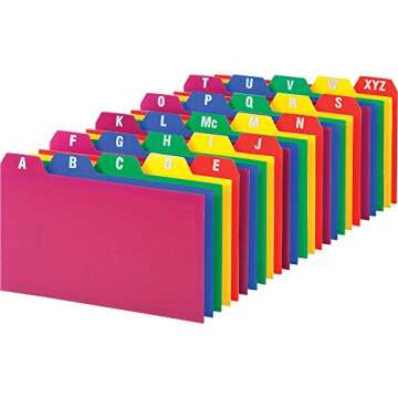 Versatile Index Card Box with A-Z Dividers and Cards