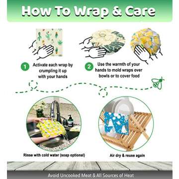 SWOOFE Reusable Beeswax Food Wrap (7 PACK), Zero Waste, Beeswax Wraps, Eco Friendly, Organic, Sustainable Products, Beeswax Wrap Food Storage, Wrappers Cling Sandwich, Alternative To Plastic Bags