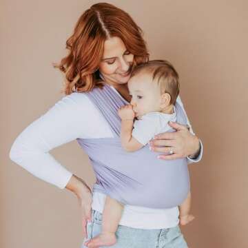 Tuck and Bundle Ezra Baby Wrap - Lightweight Baby Carrier - Lavender Grey - Best Baby Wrap for Newbo...