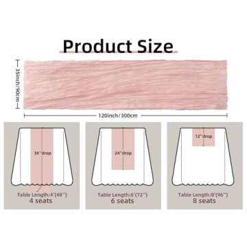 FEXIA Pink Cheesecloth Table Runner Valentine's Day Spring Easter Table Runner 35x120 Inches Boho Ga...