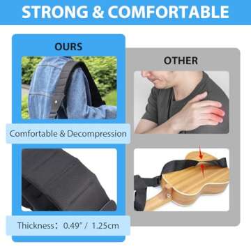 Vigorport Guitar Strap 3" Wide Thicked Padded Electric & Acoustic Guitar Strap, Adjustable Bass Strap with Hidden Pick Holder (Black, M (42.5"-48" Length))