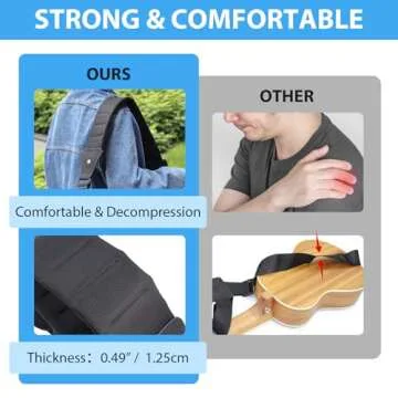 Vigorport Guitar Strap 3" Wide Thicked Padded Electric & Acoustic Guitar Strap, Adjustable Bass Strap with Hidden Pick Holder (Black, M (42.5"-48" Length))