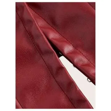 MakeMeChic Women's Corset Tube Tops Faux PU Leather Going Out Strapless Sleeveless Bandeau Bustier Crop Tops Burgundy X-Small