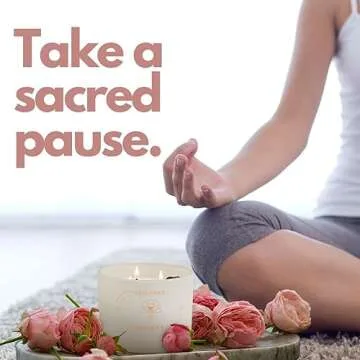 Crystal Manifestation Candle, Attract Love & Abundance | Rose Quartz | Clear Quartz | Obsidian | 3 Cotton Wicks | Meditation Candle | Healing Crystal Candle | Candles with Crystals Inside