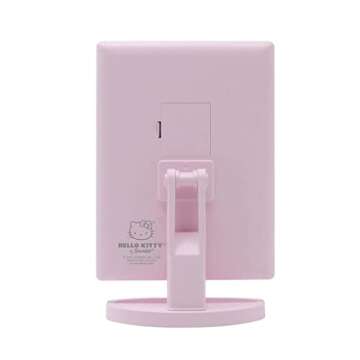 Impressions Makeup Vanity Hello Kitty, Trifold With LED Lights Tri-Tone Mirror with Touch Sensor and Three Adjustable Panels, Handheld Magnifying Mirror (Pink)