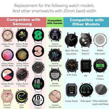 12 Pack Silicone Bands Compatible with Samsung Galaxy Watch Active 2/Active 40mm 44mm/Galaxy Watch 6&5&4 40mm 44mm/Watch 3 41mm/Watch 42mm, Gear S2 Classic/Gear Sports (20mm)(Silver Buckle)