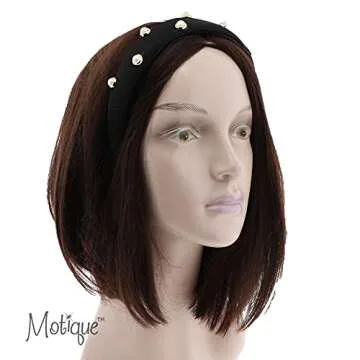 Elegant Chiffon Padded Headband with Pearls by Motique