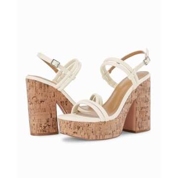 Coutgo Women's Stylish Cork Wedge Sandals for Summer