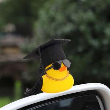 wonuu Graduation Hat Rubber Duck for Car and Home