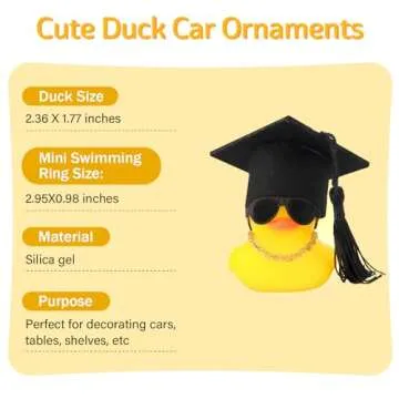 wonuu Graduation Hat Rubber Duck for Car and Home