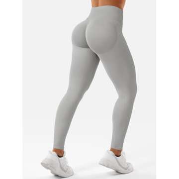 YEOREO Eileen Hidden Scrunch Butt Workout Leggings for Women Lifting Seamless Mid Low Waist 25" Gym Fitness Yoga Pants with Tummy Control Light Grey-S