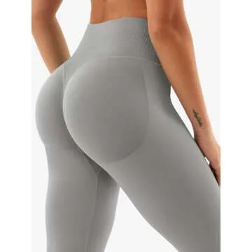 YEOREO Eileen Hidden Scrunch Butt Workout Leggings for Women Lifting Seamless Mid Low Waist 25" Gym Fitness Yoga Pants with Tummy Control Light Grey-S