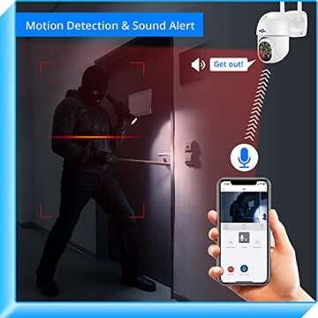 Hiseeu 2K 3MP PTZ Security Camera Outdoor,WiFi Camera, Auto Tracking&Light Alarm Floodlight & Color Night Vision,Two-Way Audio, Plug-in Cable,Compatible Wireless Camera System