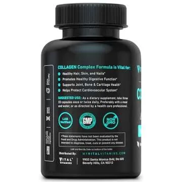 Vital Vitamins Multi Collagen for Women & Men - Type I, II, III, V, X - Grass Fed, Non-GMO - 150 Capsules