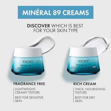 Vichy Mineral 89 Rich Cream, 72H Moisture Boosting Cream, Hydrating Face Moisturizer with Hyaluronic Acid, Niacinamide and Lipids, Daily Face Moisturizeer with Rich Texture for Dry Skin
