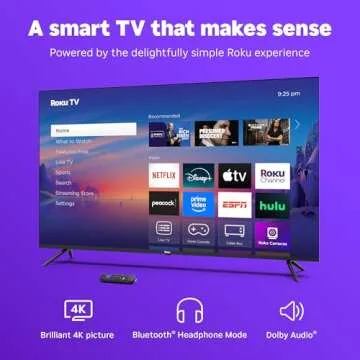 Roku Smart TV 2025 55-Inch 4K HDR TV with Voice Remote