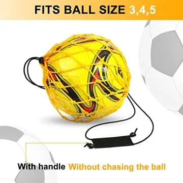 2 Pcs Handle Solo Soccer Kick Trainer Soccer Ball Bungee Elastic Training Juggling Net Soccer Kick N...