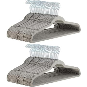 Amazon Basics Slim Velvet Non-Slip Hangers - Perfect for Closet Organization, 100 Pack