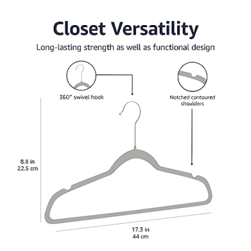 Amazon Basics Velvet Non-Slip Hangers - Pack of 100