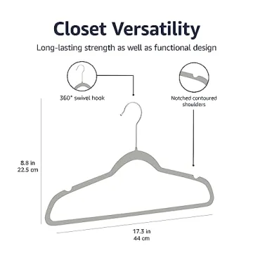 Amazon Basics Velvet Non-Slip Hangers - Pack of 100