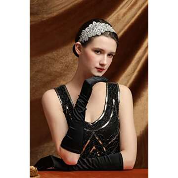 Comott Rhinestone Headband 1920s Great Gatsby Vintage Headpiece Flapper Headband Bride Wedding Hair Accessories for Women