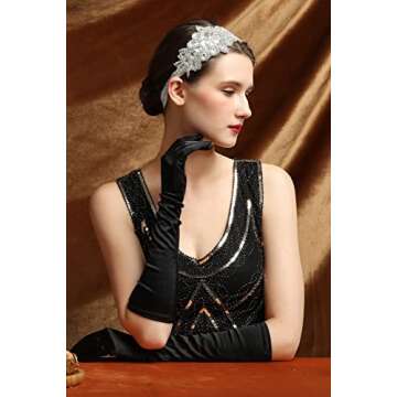 Comott Rhinestone Headband 1920s Great Gatsby Vintage Headpiece Flapper Headband Bride Wedding Hair Accessories for Women