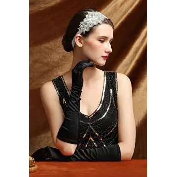 Comott Rhinestone Headband 1920s Great Gatsby Vintage Headpiece Flapper Headband Bride Wedding Hair Accessories for Women