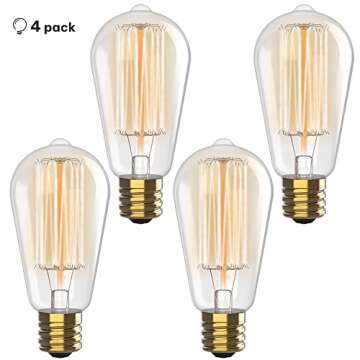 HUDSON BULB CO. Vintage Incandescent Edison Light Bulbs 60W (4 Pack)- E26/E27 Base 2100K Dimmable Decorative Lightbulbs for Outdoor and Indoor - ST64 Style Warm Light - Antique Squirrel Filament