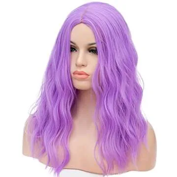 Light Purple Wavy Wig for Halloween and Cosplay
