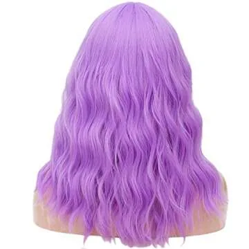 Light Purple Wavy Wig for Halloween and Cosplay